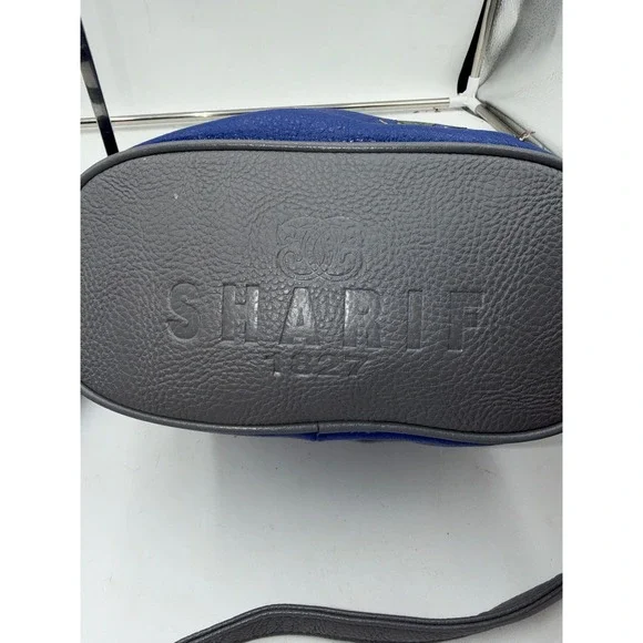 Sharif 1827 Blue Leather Embroidered Parrot Floral Crossbody Bag Grey Trim - Picture 5 of 12